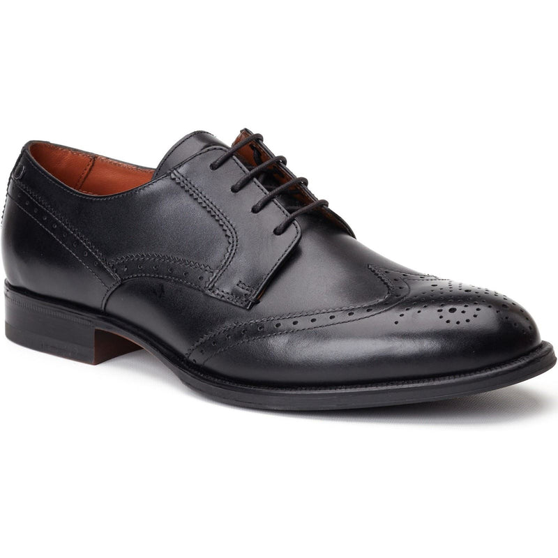 Base London Bell Leder Herren Schwarze Brogues Schuhe