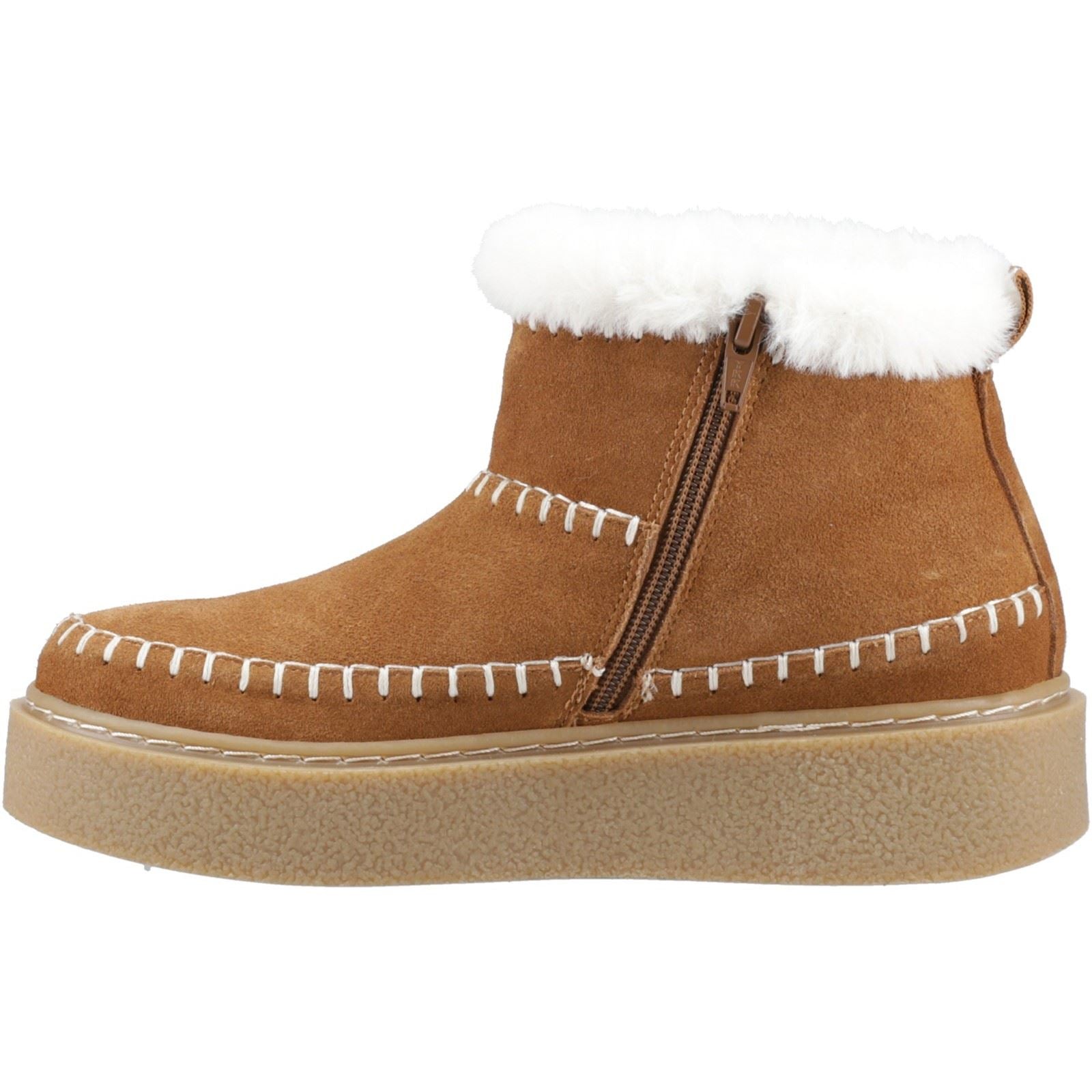 Hush Puppies Brielle Damen Winterstiefeletten aus Veloursleder in Tan