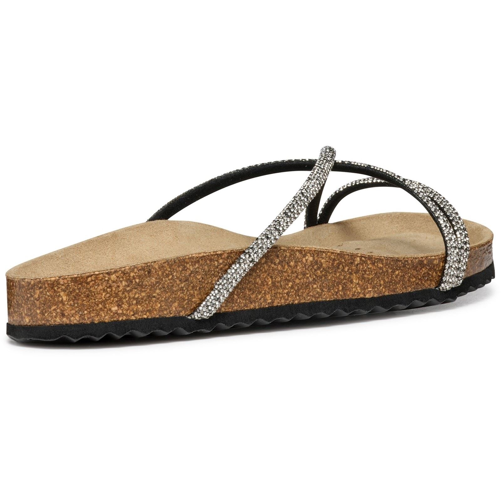 Geox D BRIONIA R Synthetik Damen Sandalen In Schwarz/Silber