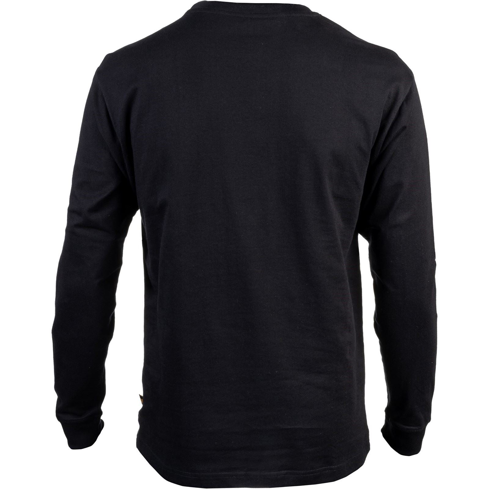 Caterpillar Trademark Banner Long Sleeve Baumwoll Herren Schwarzes T-Shirt