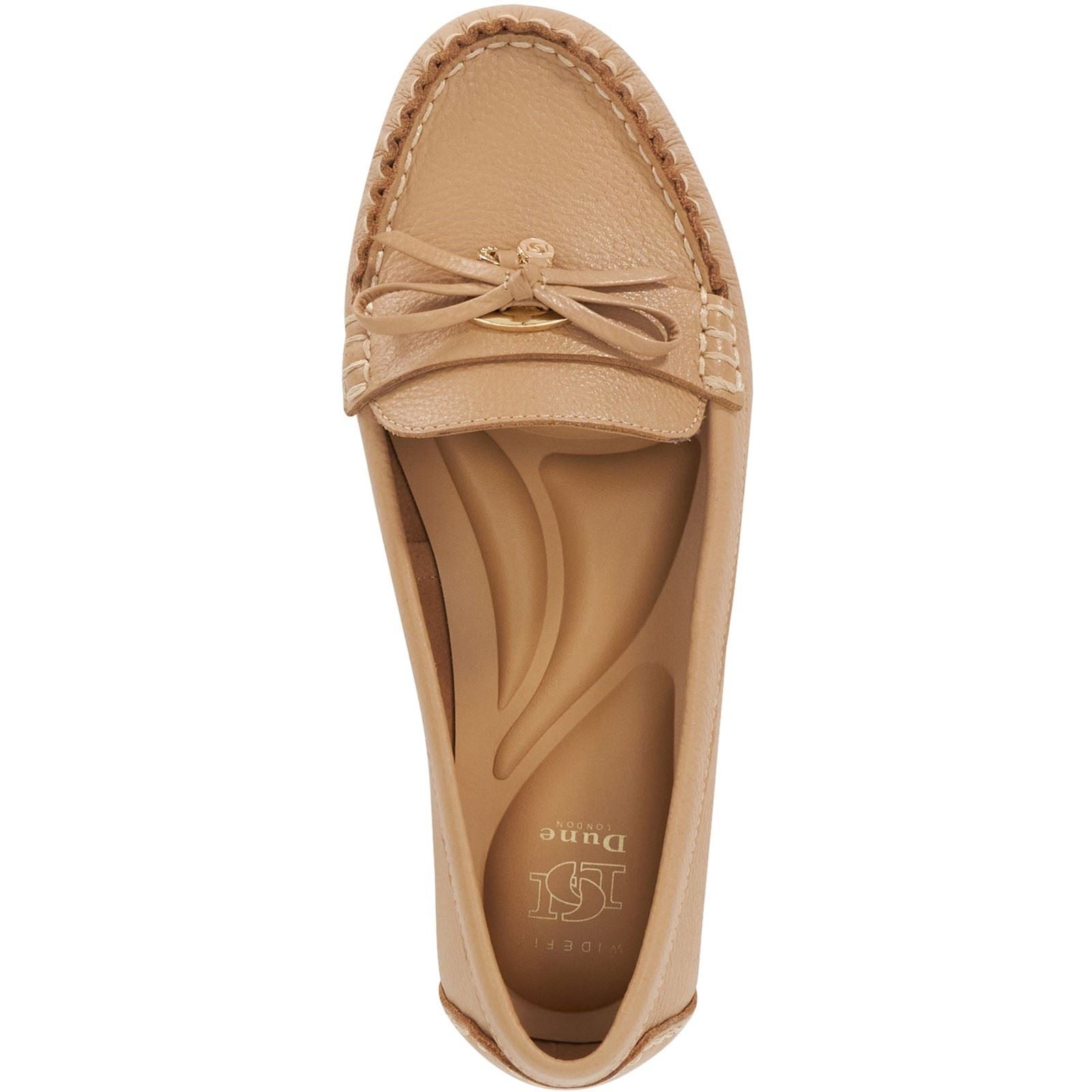 Dune Grovers Wide Fit Leder Damen Camel Mokassin Schuhe