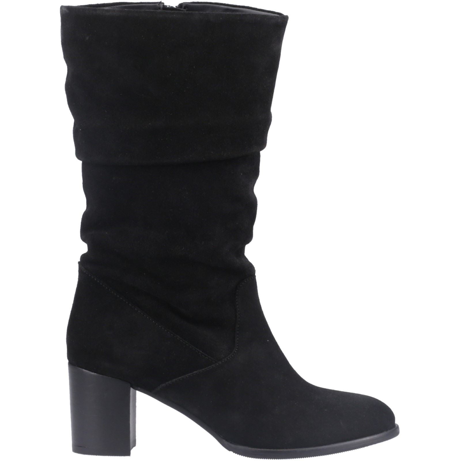 Hush Puppies Cosima Wildleder Damen Schwarze Wildleder Kniehohe Stiefel mit Absatz