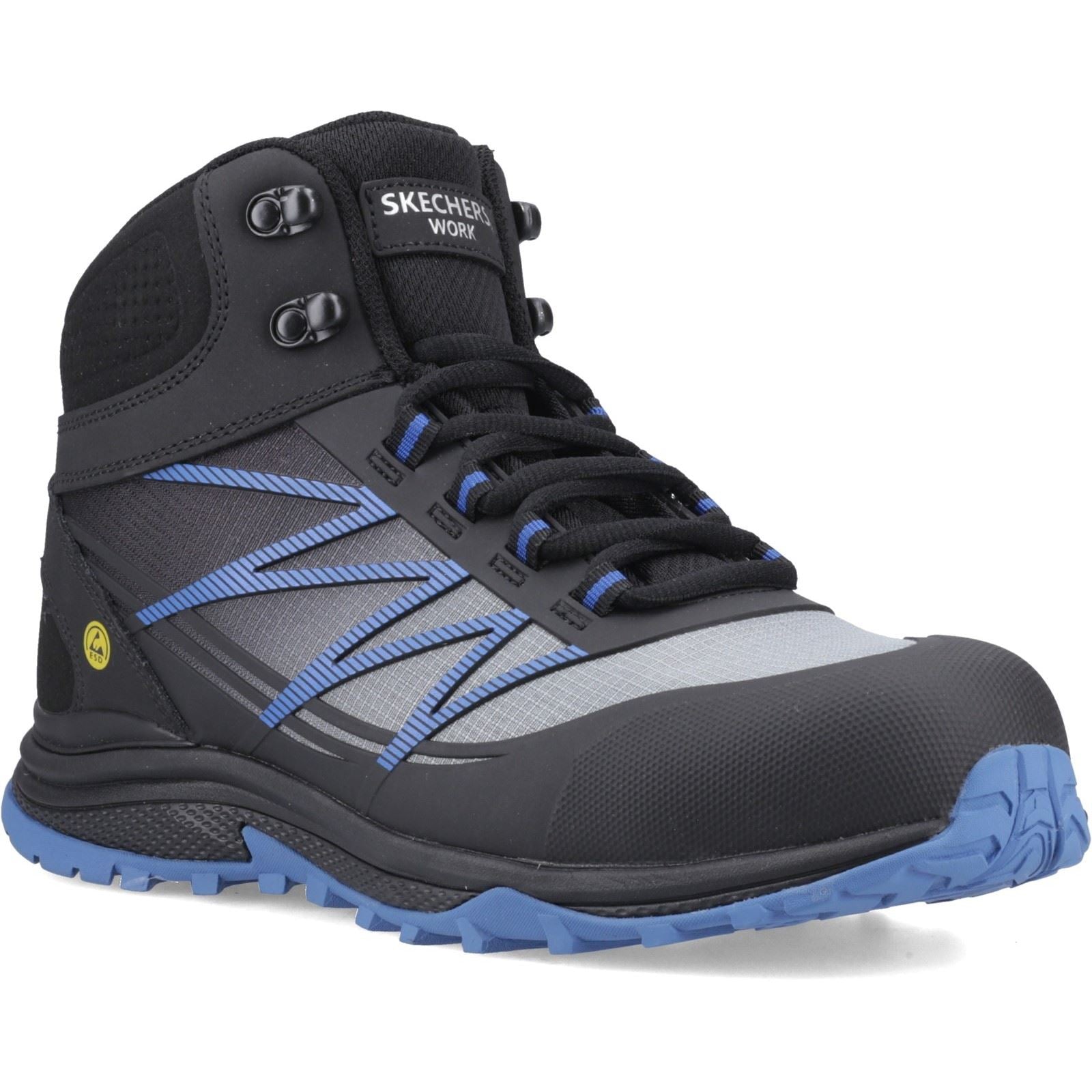 Skechers Workwear Puxal Firmle Leder Herren Schwarz/Blaue Sicherheitsschuhe