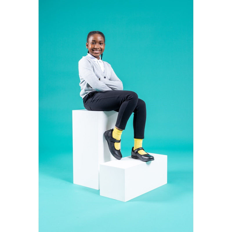 Hush Puppies Bianca SNR Mädchenschuhe Aus Schwarzem Leder