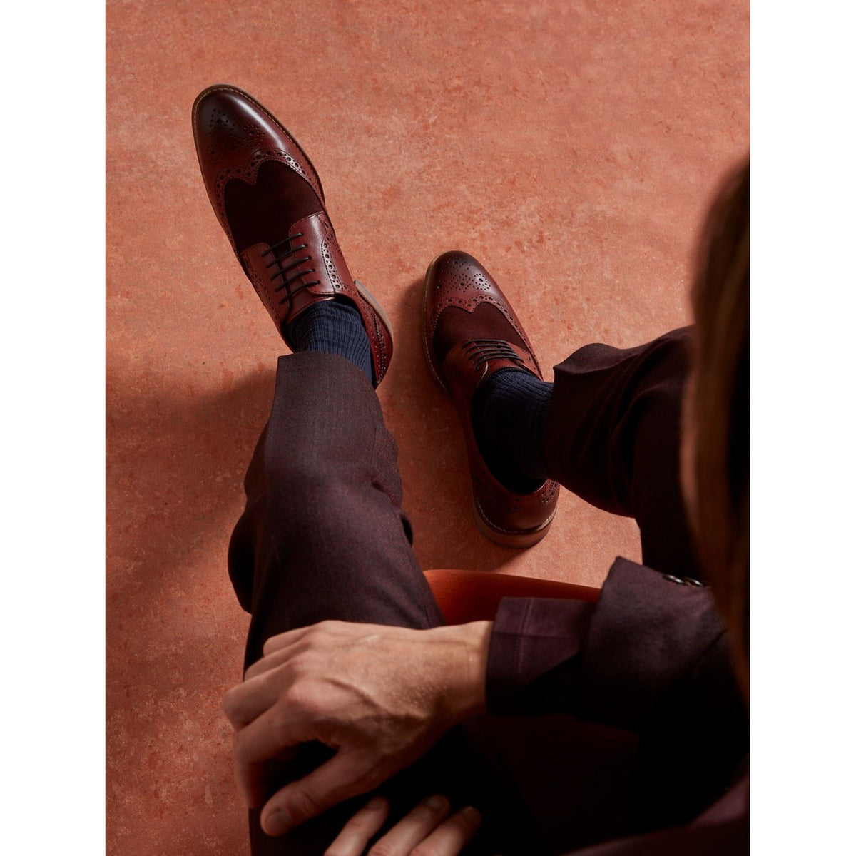 Hush Puppies Dustin Leder/Wildleder Herren Burgunder Brogue Schuhe