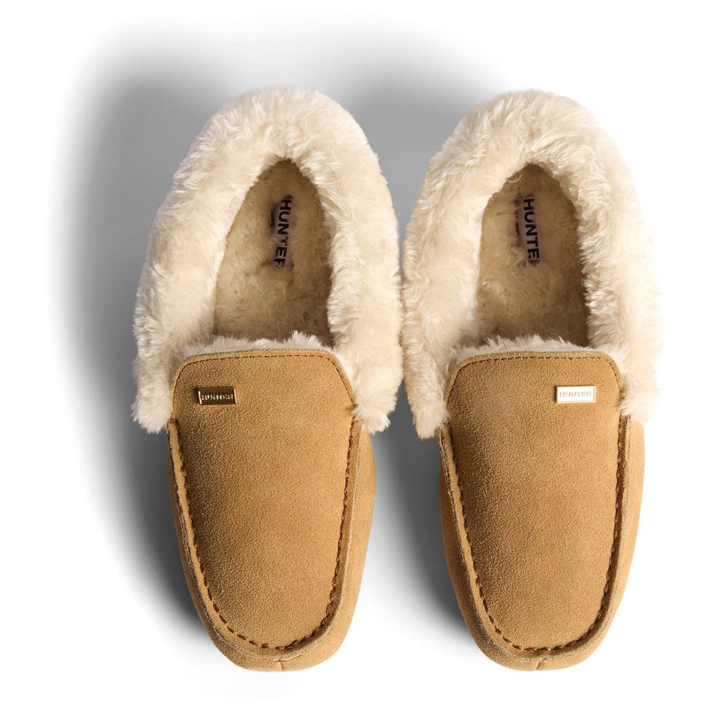 Hunter Womens Moccasin Sherpa Wildleder Damen Keks Hausschuhe
