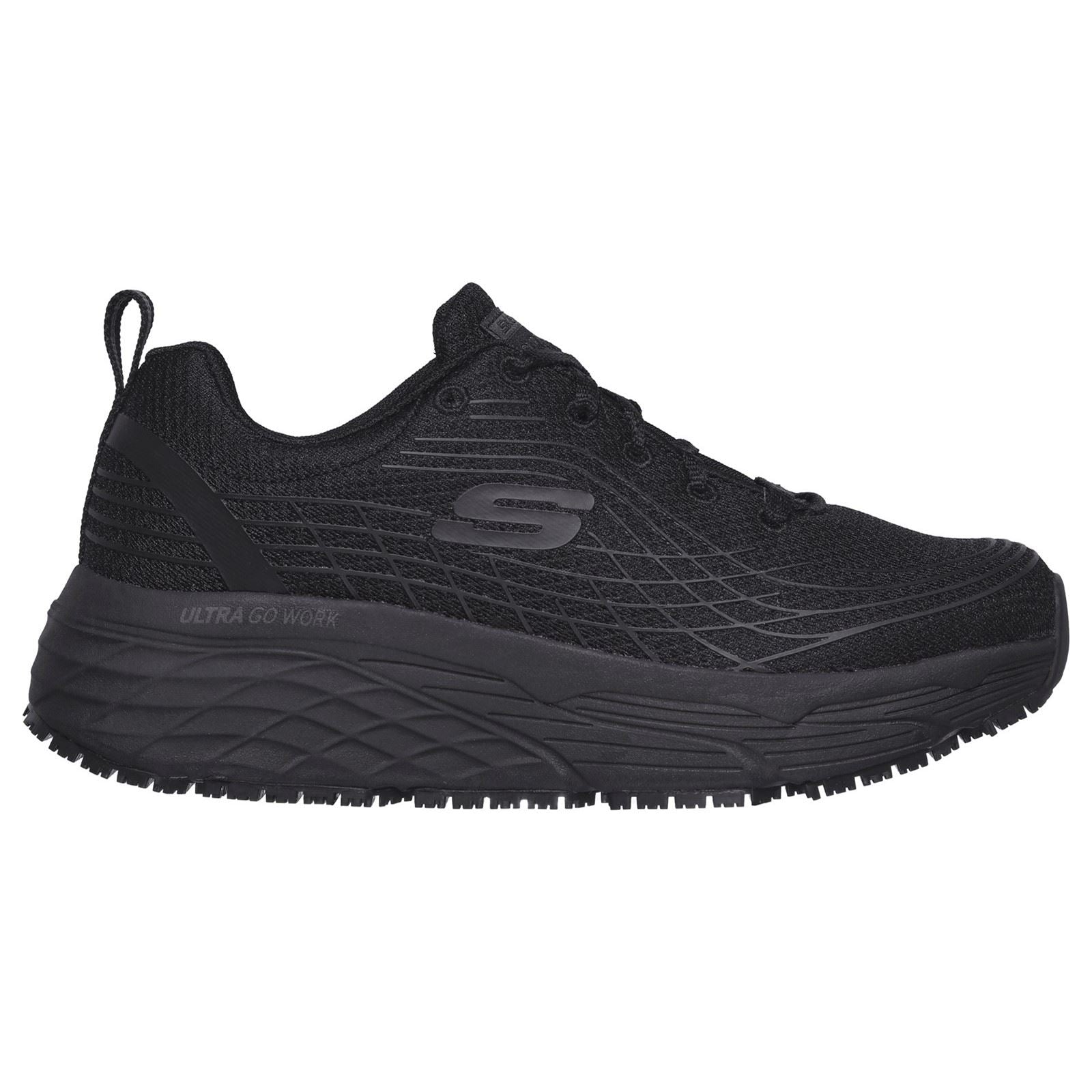 Skechers Workwear Max Cushioning Elite Sr Textil Damen Schwarze Sicherheits Sneakers