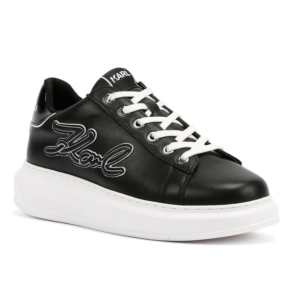Karl Lagerfeld Kapri Signia Emboss Lo Lace Damen-Sneaker Aus Schwarzem Leder