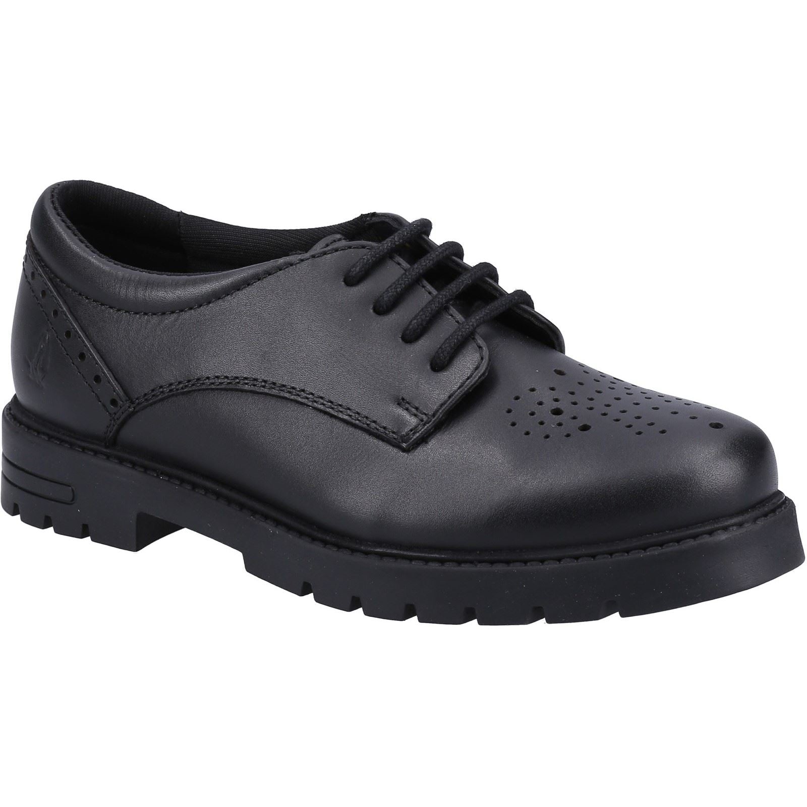Hush Puppies Jayne Lace Up SNR Mädchenschuhe Aus Schwarzem Leder Mit Schnürung