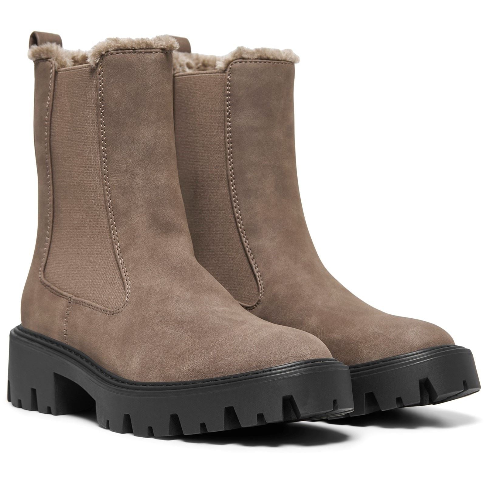 ONLY BETTY-9 WARM LINED Polyurethan Damen Braune Stein Absätze Knöchel Stiefel