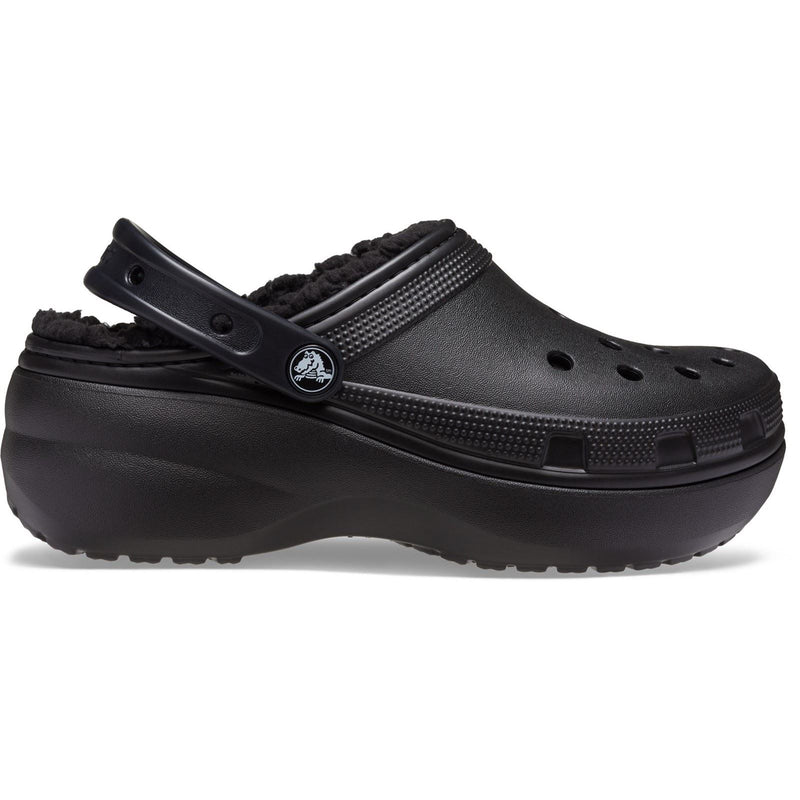 Crocs Classic Platform Lined Damen Clogs Aus Thermoplast In Schwarz