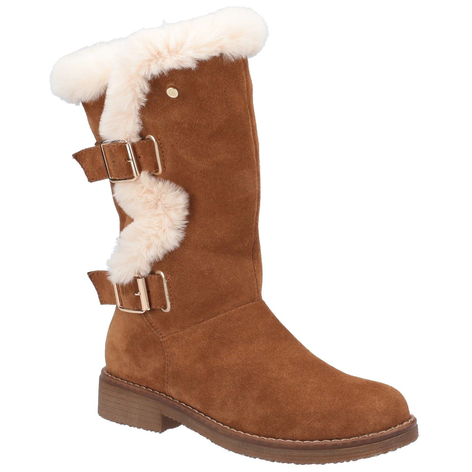 Hush Puppies Megan Wide Wildleder Damen Stiefeletten In Tan