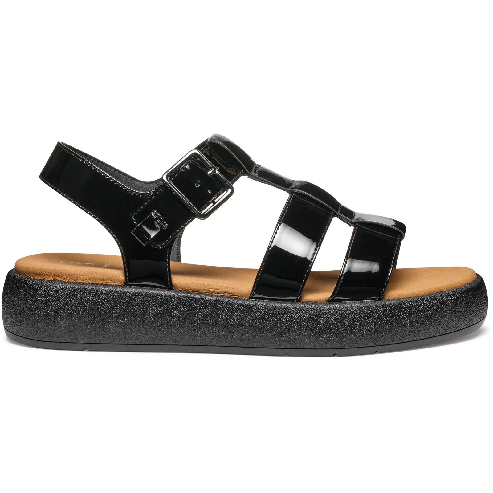 Geox D CAMALEI Synthetische Polyurethan Damen Schwarze Farbe Sandalen