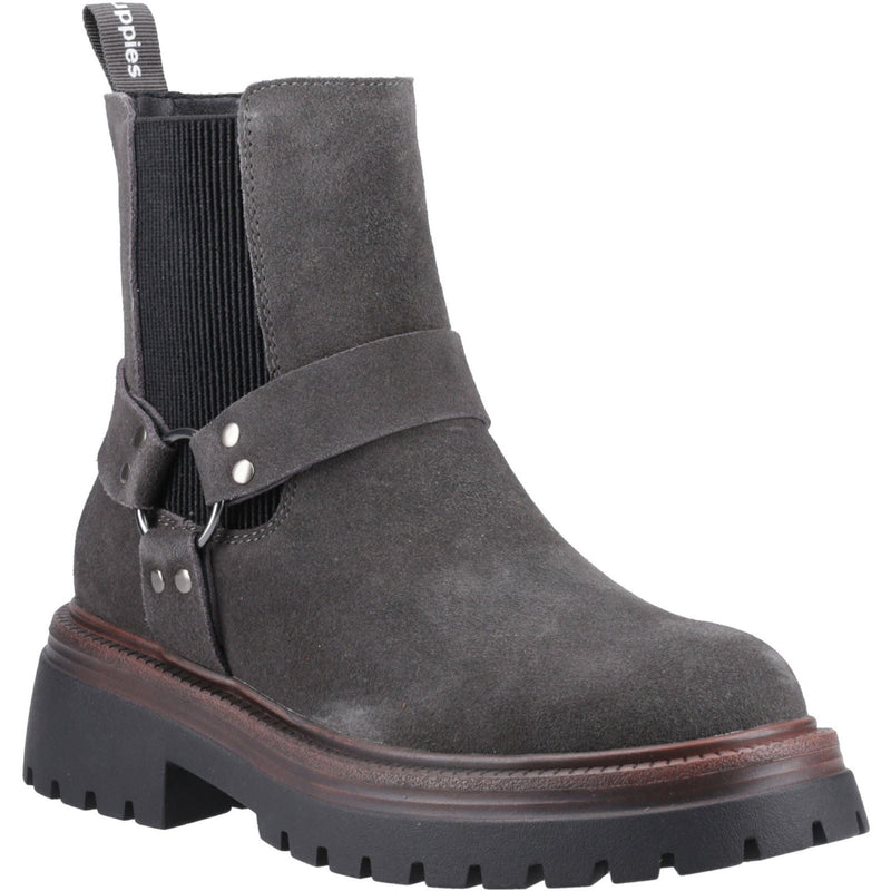 Hush Puppies Raye Damen Wildleder Flache Chelsea Stiefel in Anthrazit