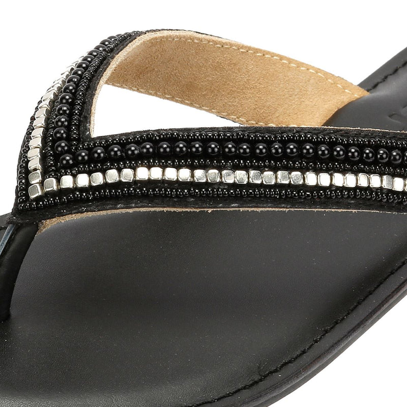 Tower London Metallic Bead Thong Damen Schwarze Farbe Sandalen