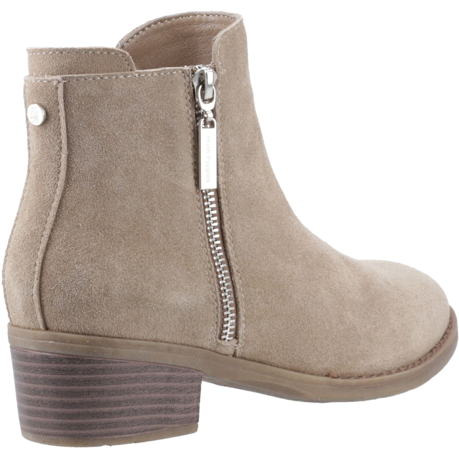 Hush Puppies Ingrid Damen Wildleder Stiefeletten mit Absatz in Taupe