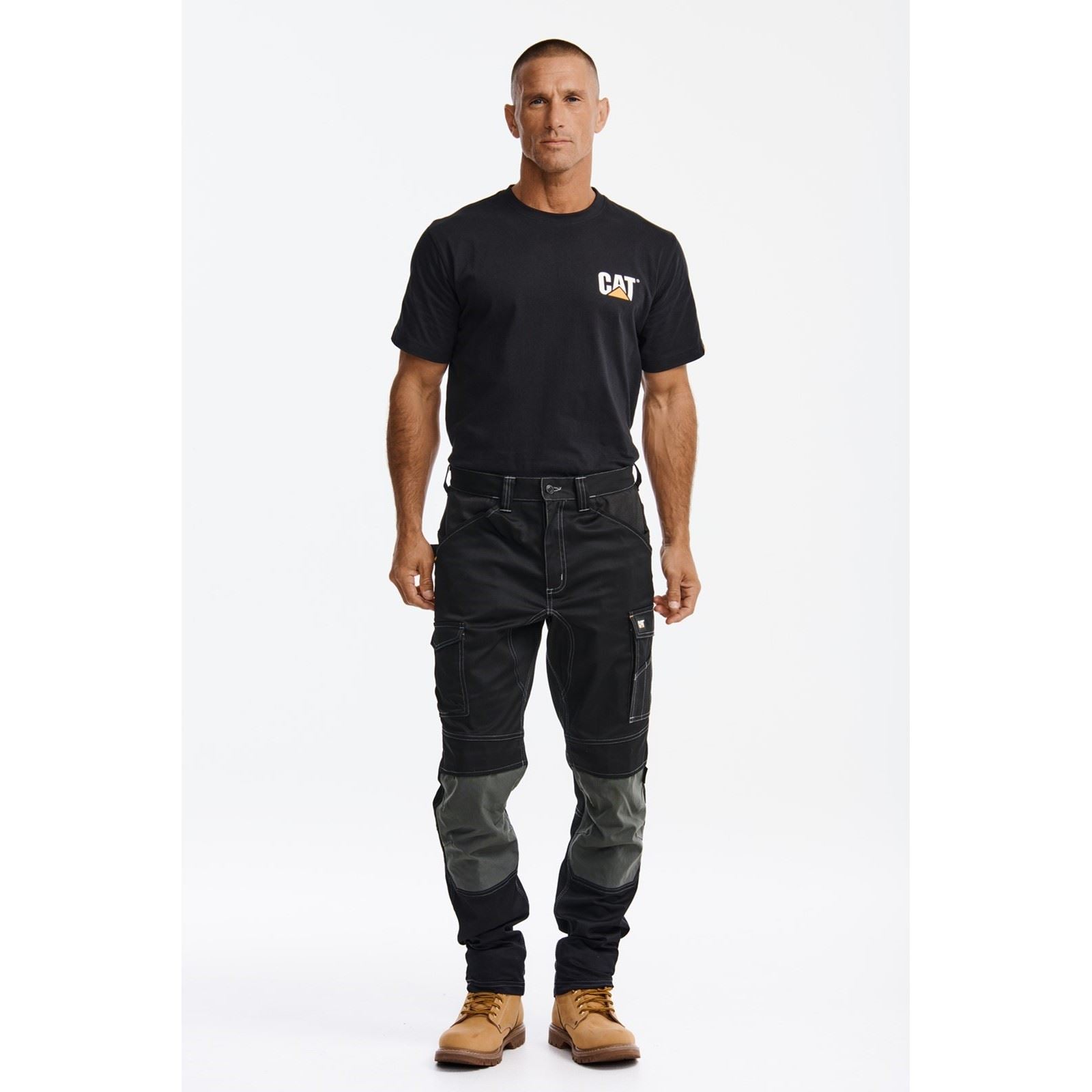 Caterpillar Essential Knee Pocket Stretch Holster Polyester Herren Schwarze Outdoor Hosen