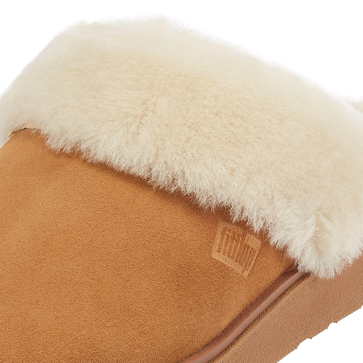 FitFlop Lammfellkragen Damen Hausschuhe In Beige