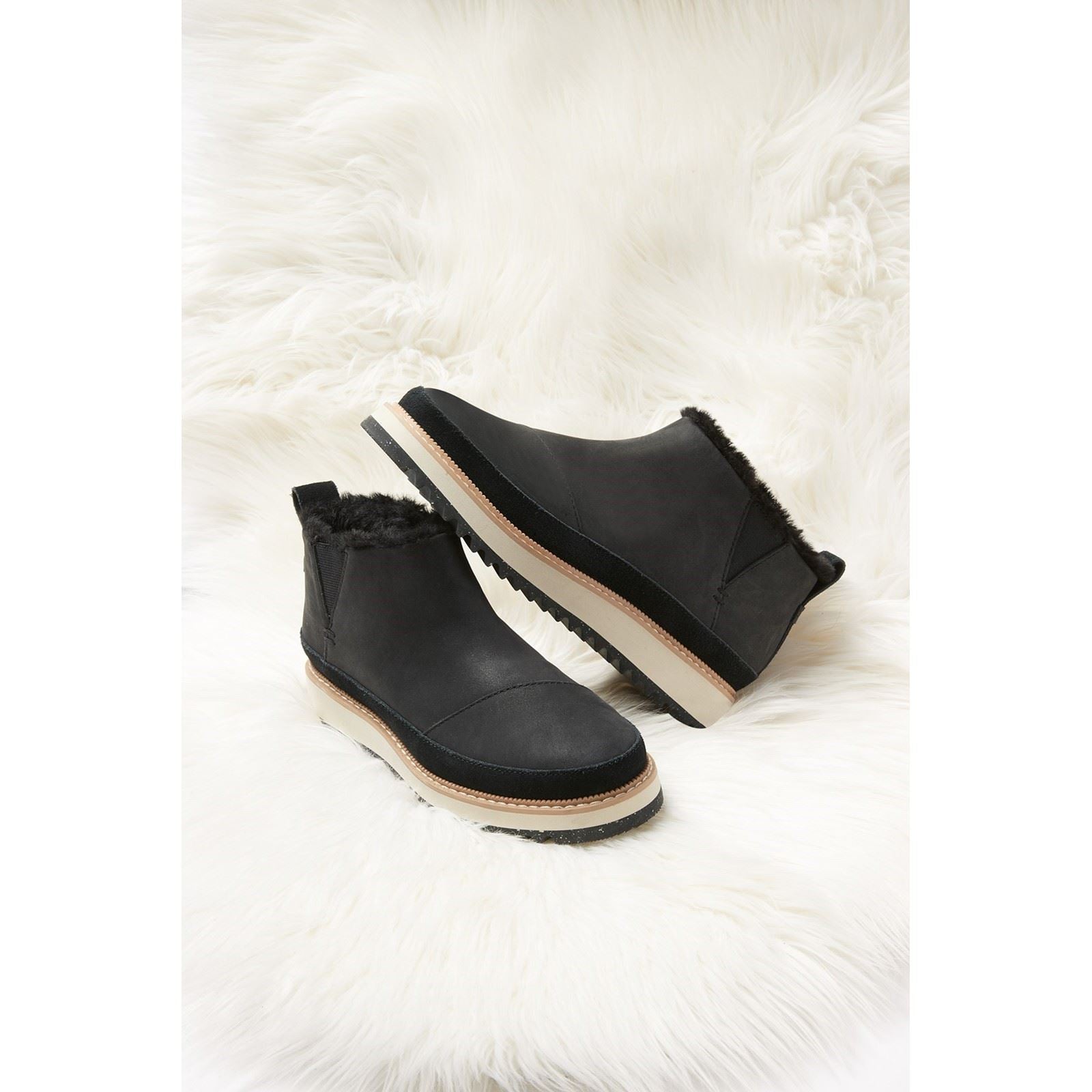 TOMS Marlo Leder Damen Schwarze Stiefel