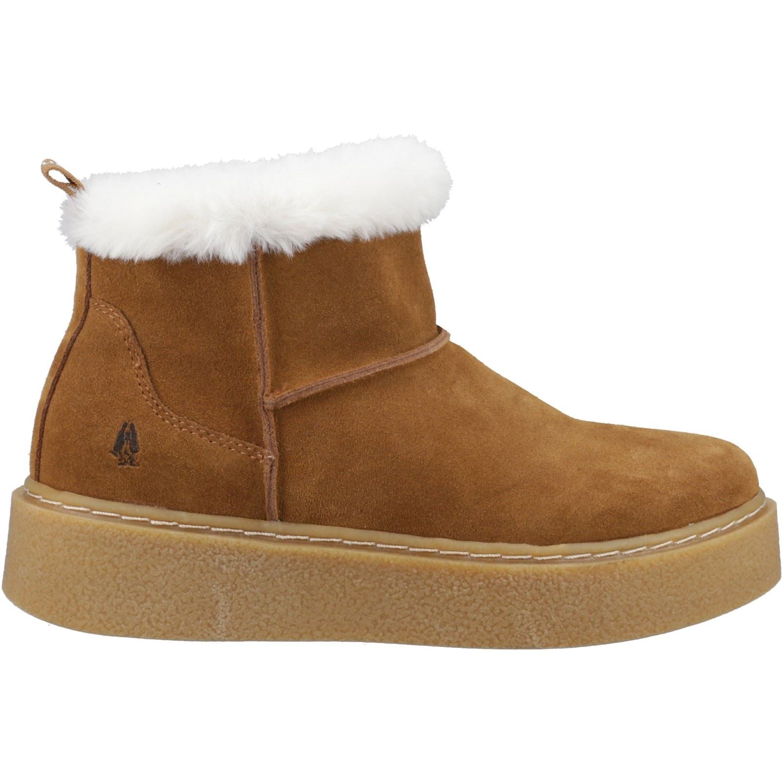 Hush Puppies Becca Damen Winterstiefeletten aus Veloursleder in Tan