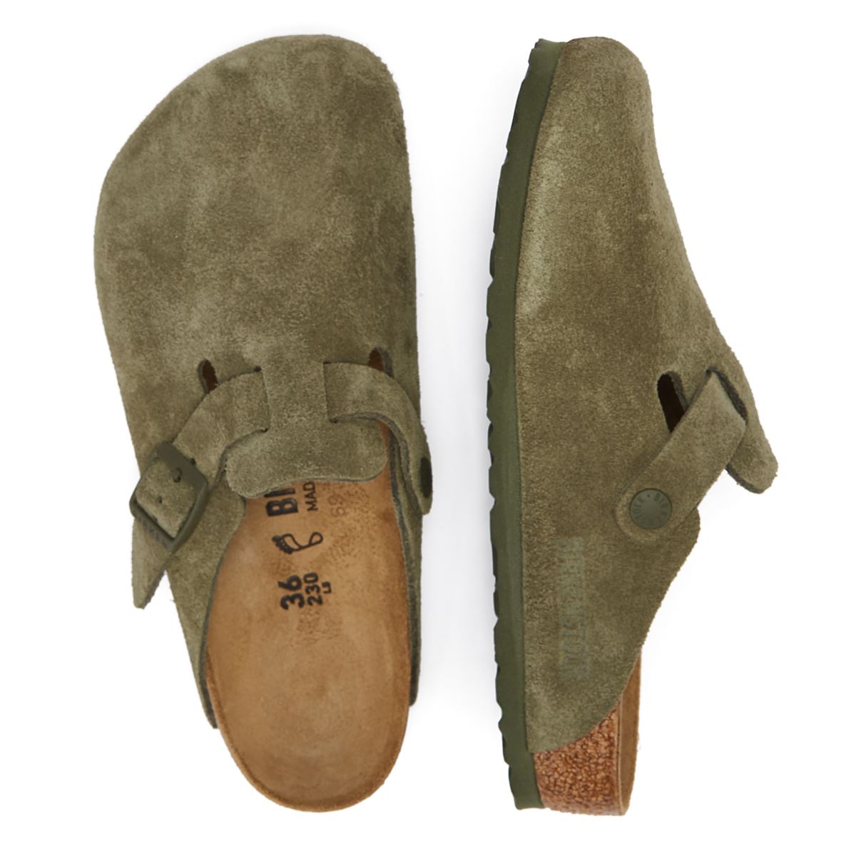 Birkenstock Boston Suede-Leder Thymian Grüne Clogs