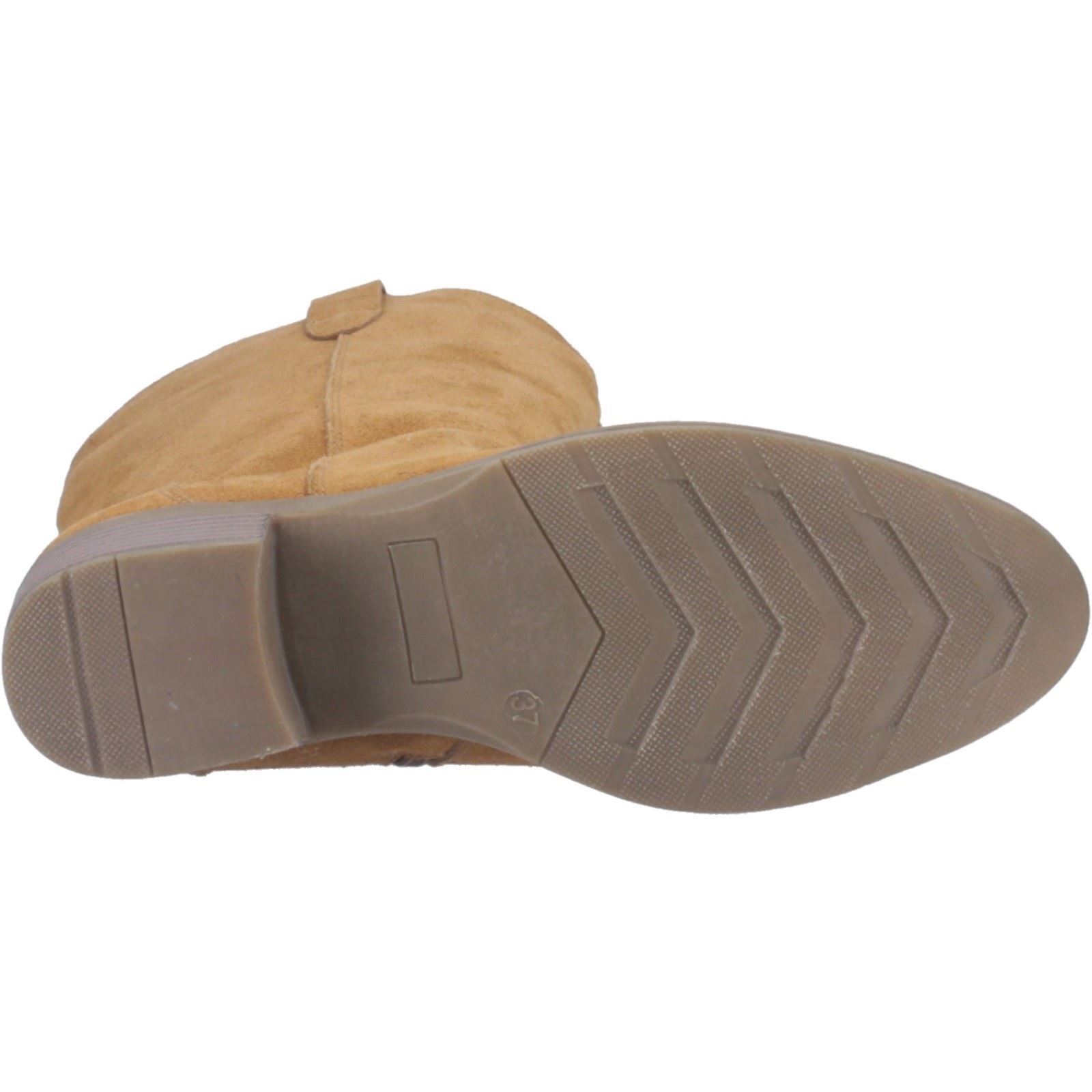 Hush Puppies Isabella Damen Stiefel in kniehoher Wildlederoptik mit Absatz in Tan