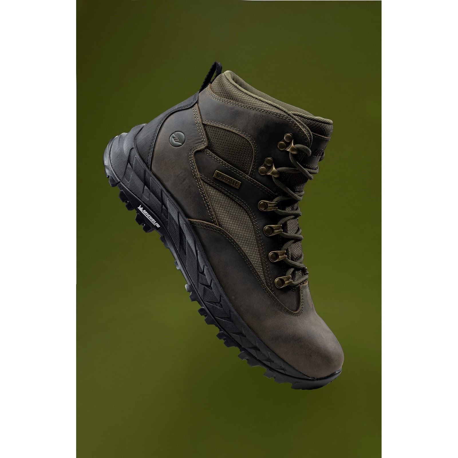 Hi-Tec Euro Trail Leder Herren Wanderschuhe In Khaki