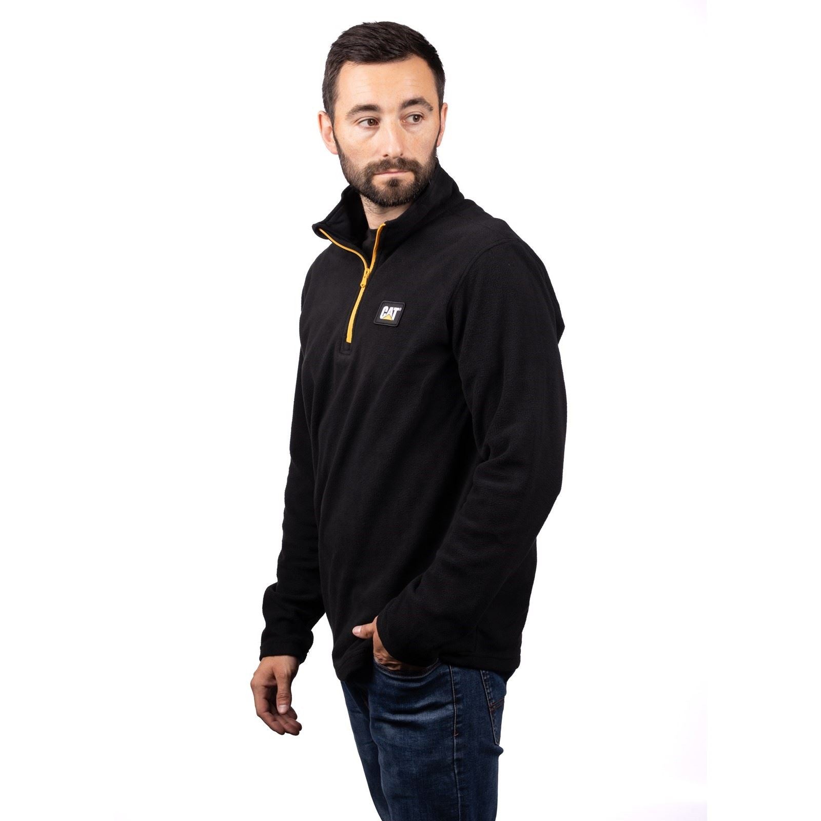 Caterpillar Cat Microfleece Quarter Zip Polyester Herren Schwarz Sweatshirt