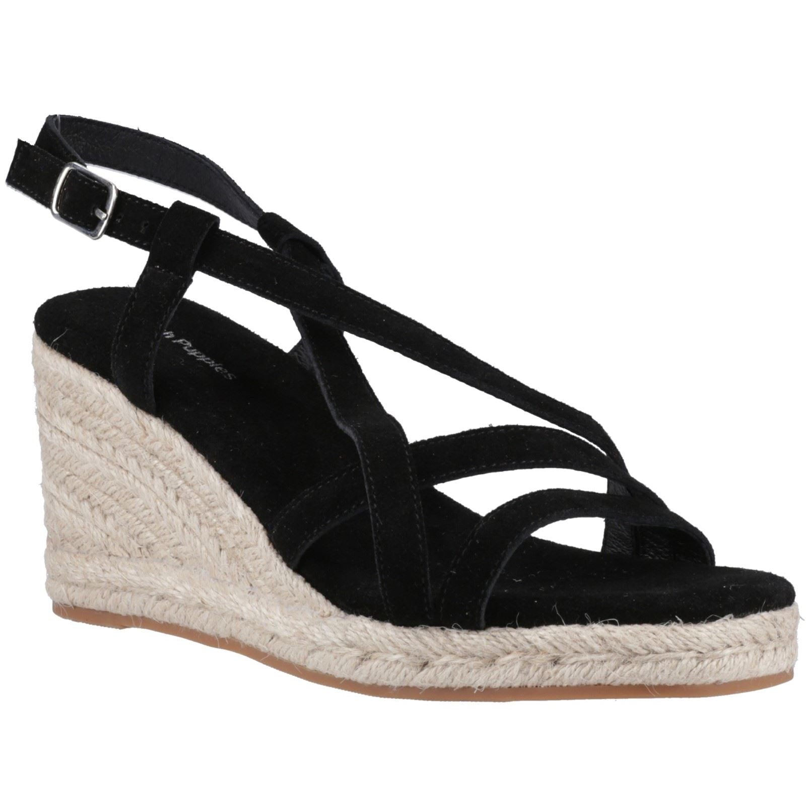 Hush Puppies Jenny Espadrille Wedge Damen Pumps Aus Schwarzem Wildleder