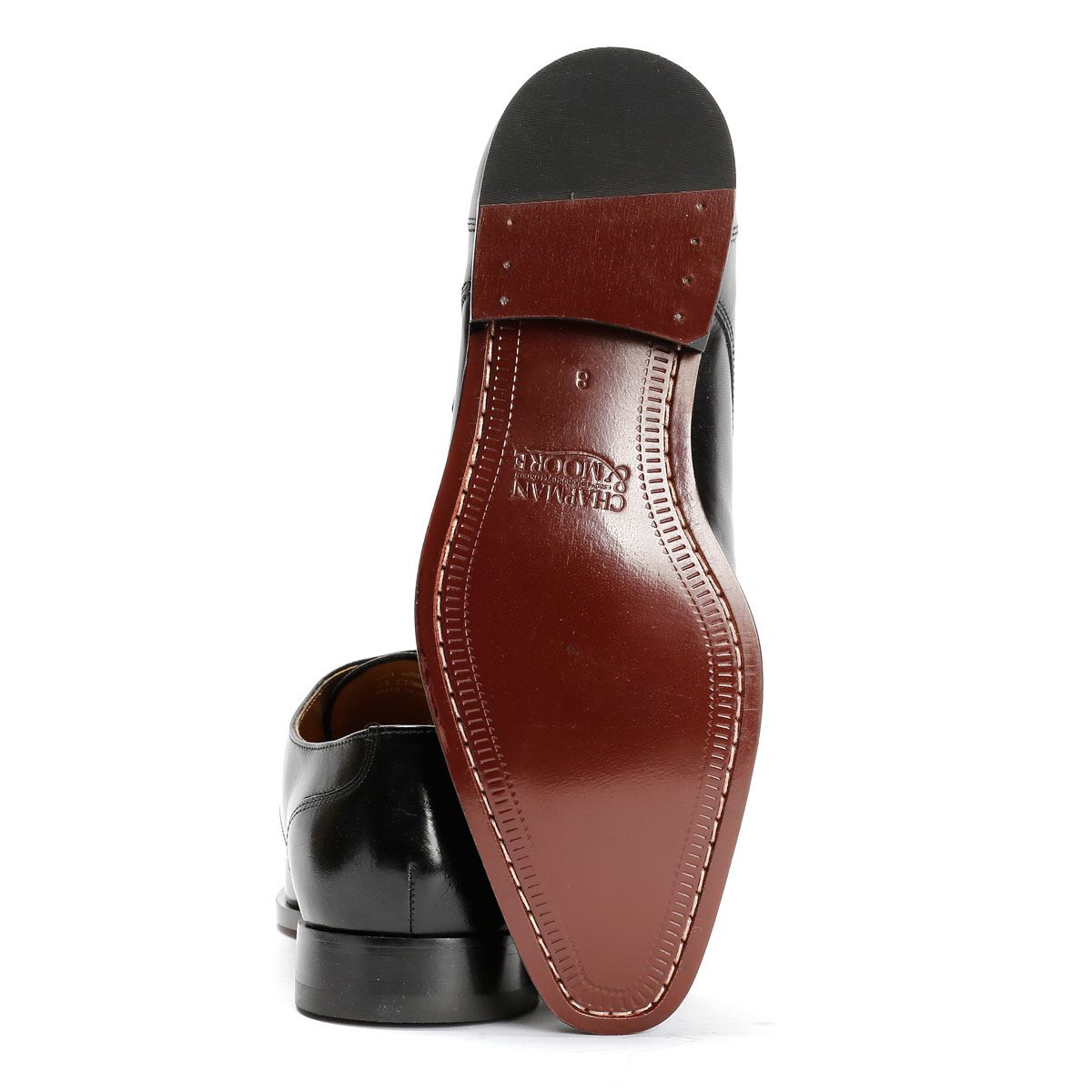 Chapman & Moore Toe Cap Monk Leder Herren Schwarz Schnürschuhe