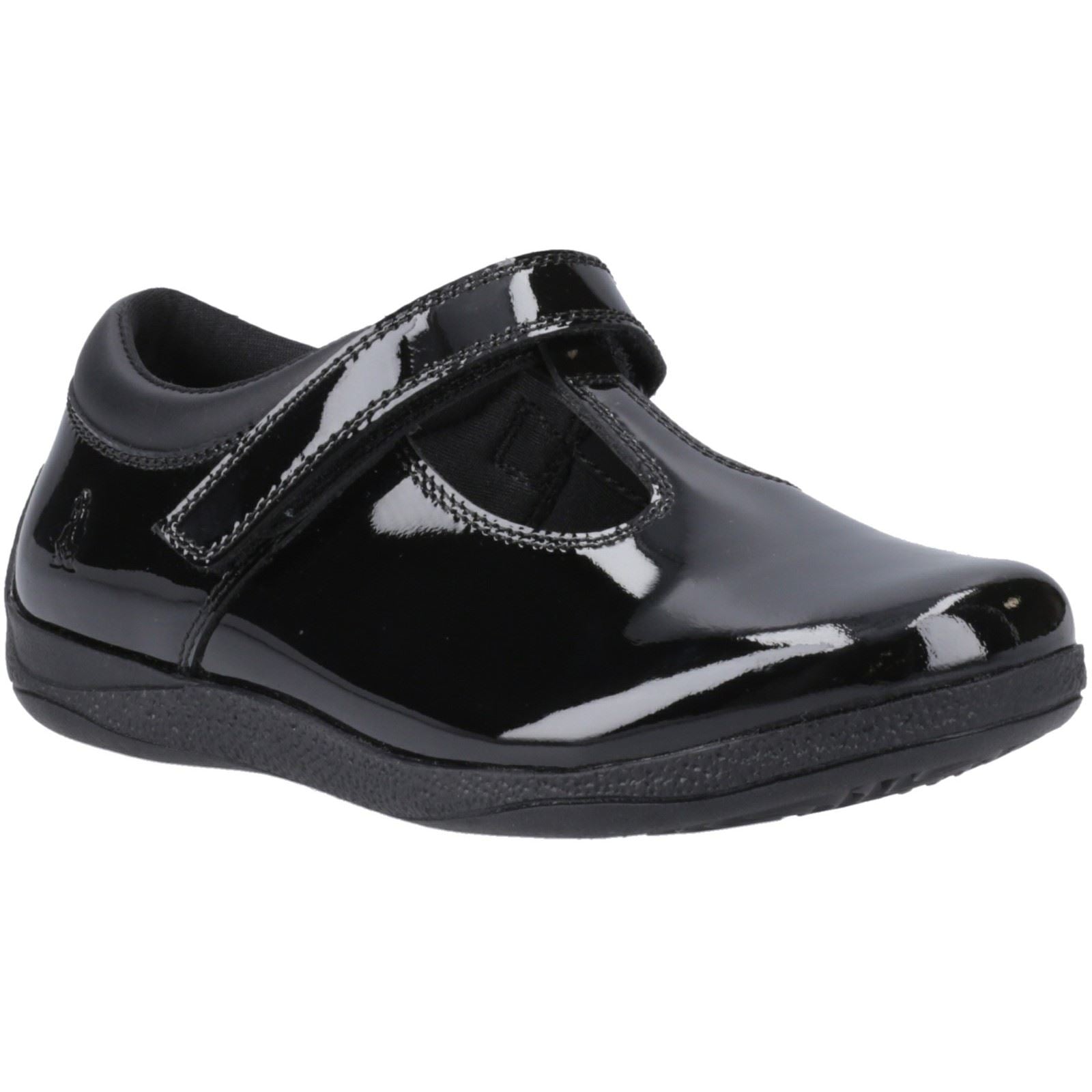 Hush Puppies Caitlin T-Bar Mädchenschuhe Aus Schwarzem Leder