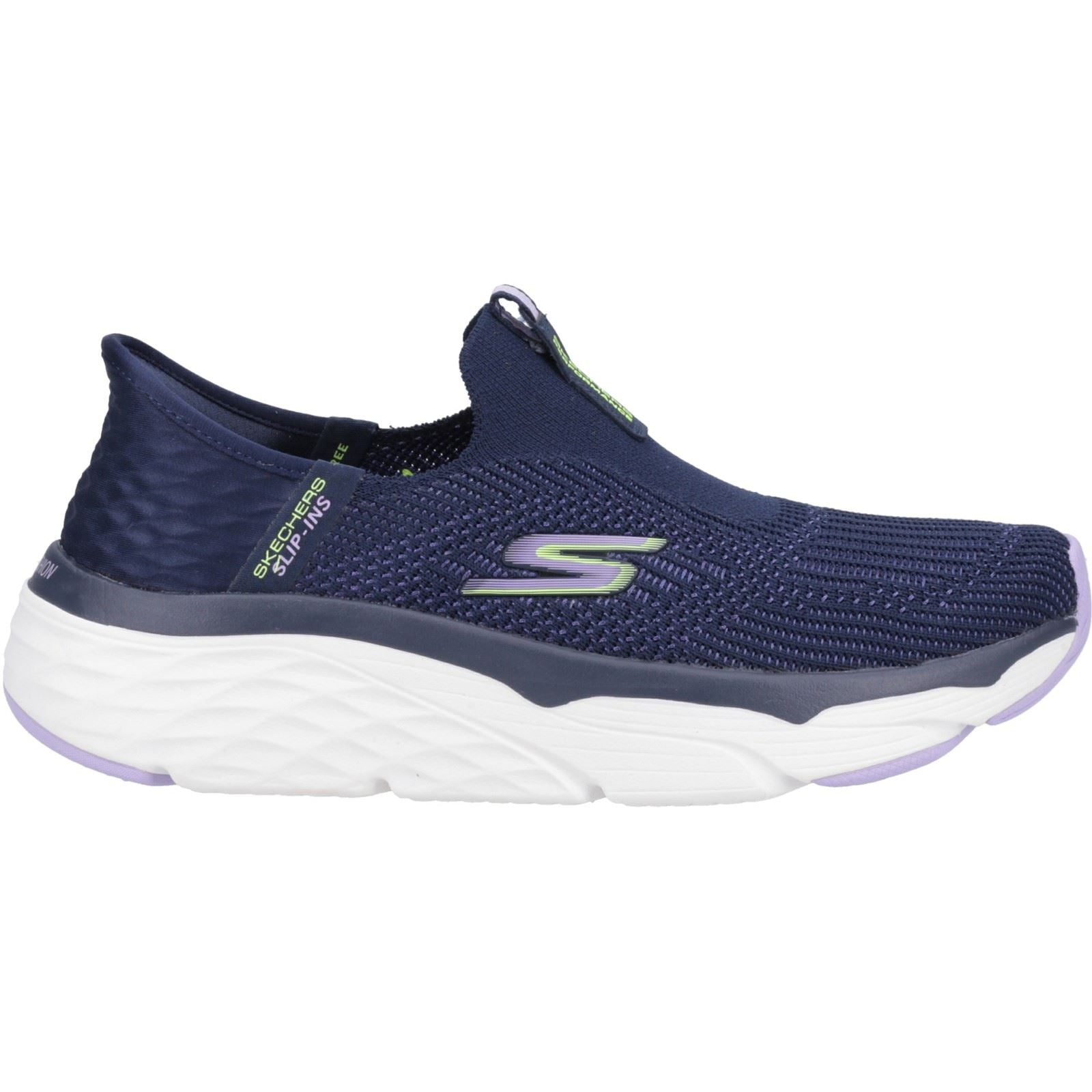 Skechers Max Cushioning - Smooth Damen Sneaker In Marineblau/Lavendel