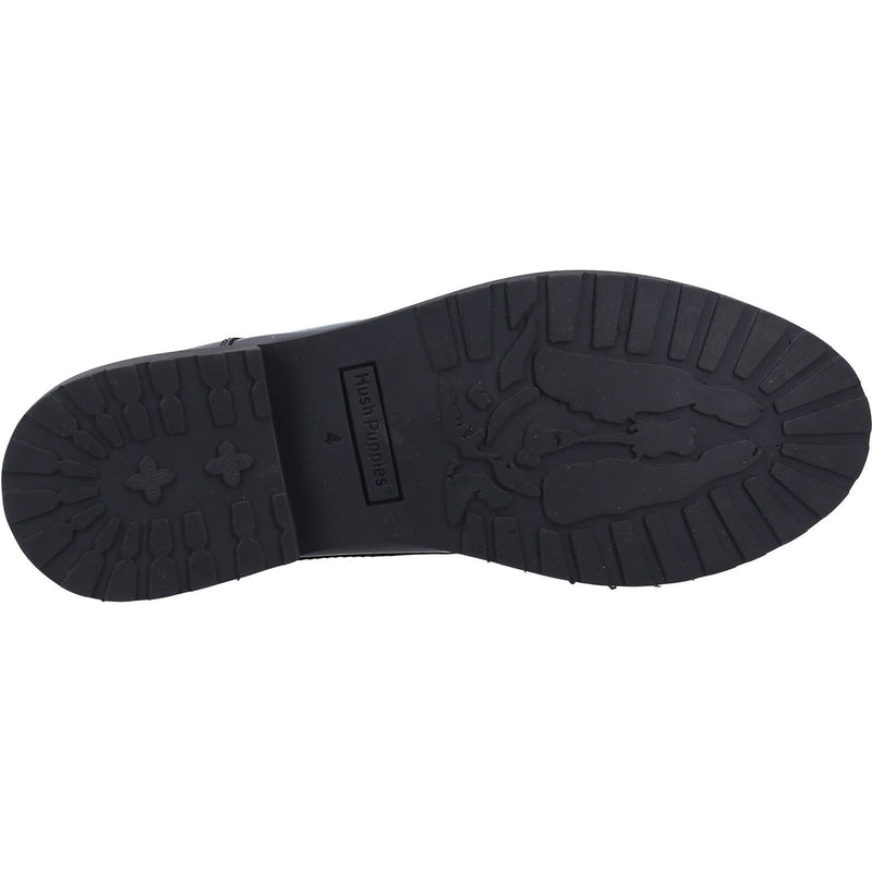 Hush Puppies Verity Slip On Leder Damen Lack Schwarze Brogues Schuhe