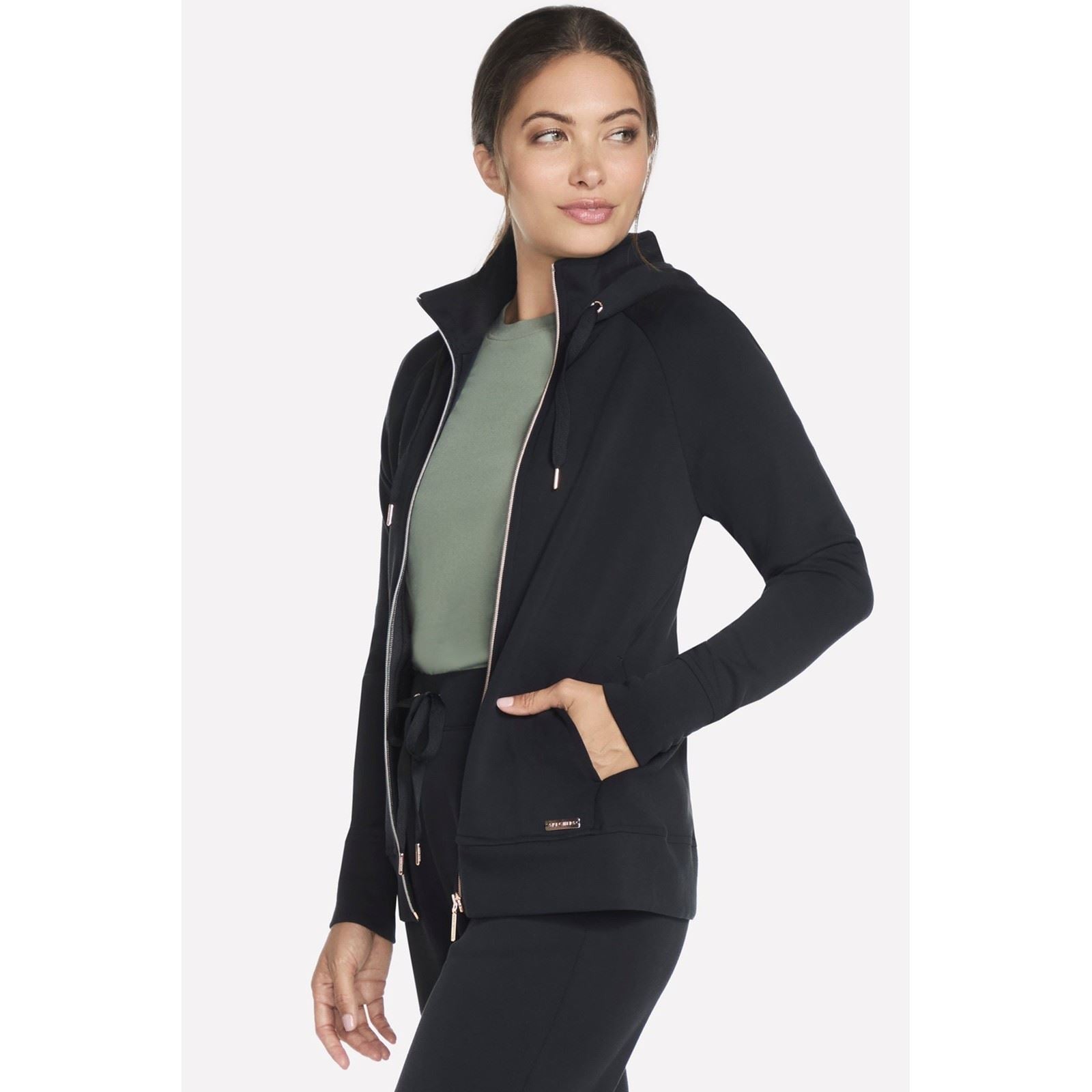 Skechers Performance Skechluxe Elevate Hooded Jacket Damen Schwarze Jacke