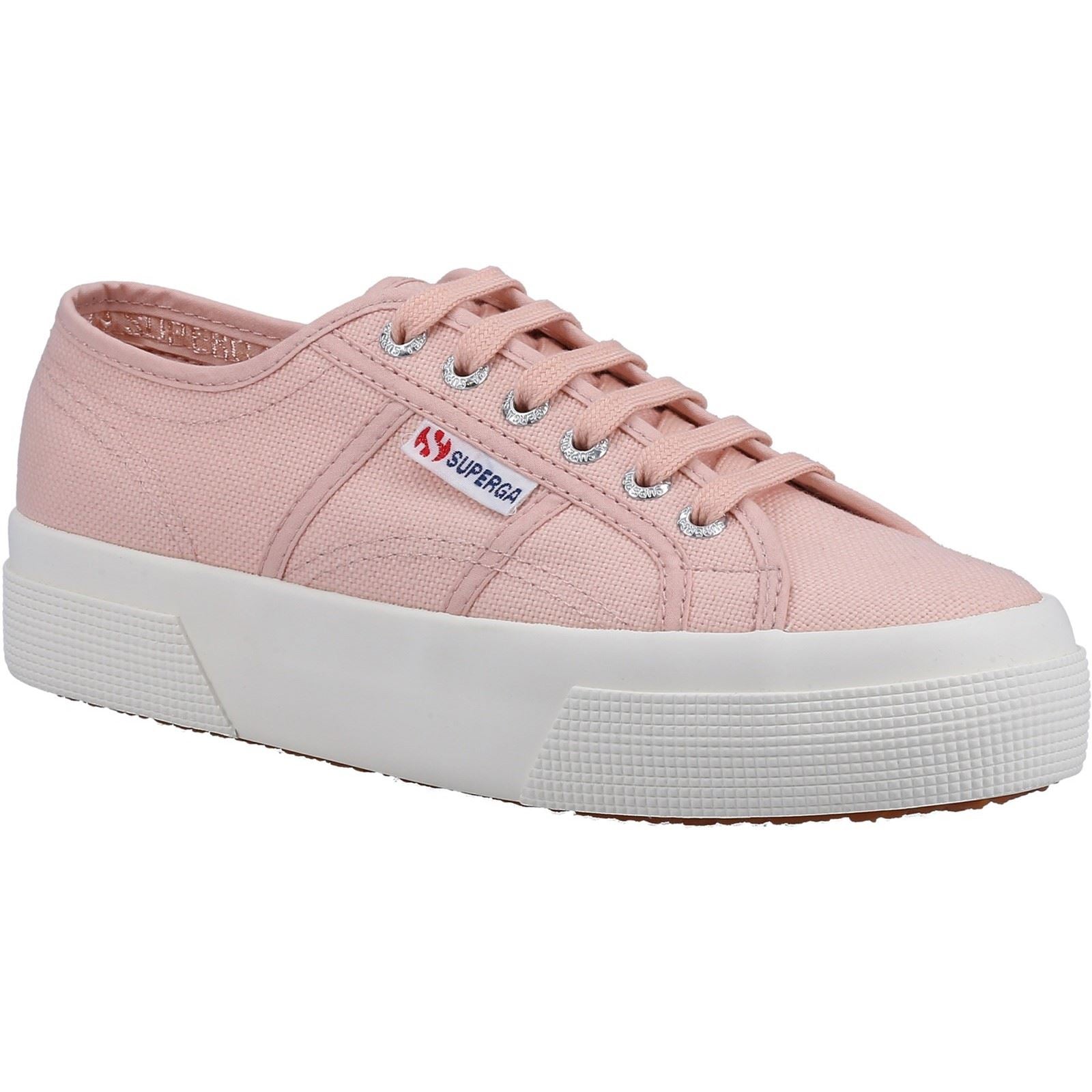 Superga 2740 Platform Baumwoll-Damensneaker In Rosa/Pfirsich
