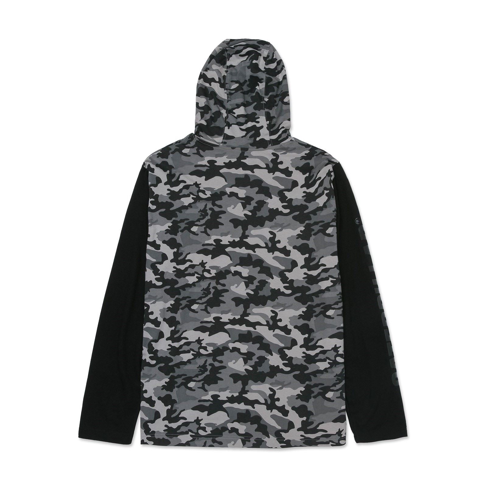 Caterpillar Hooded Long Sleeve Baumwoll Herren Graues T-Shirt