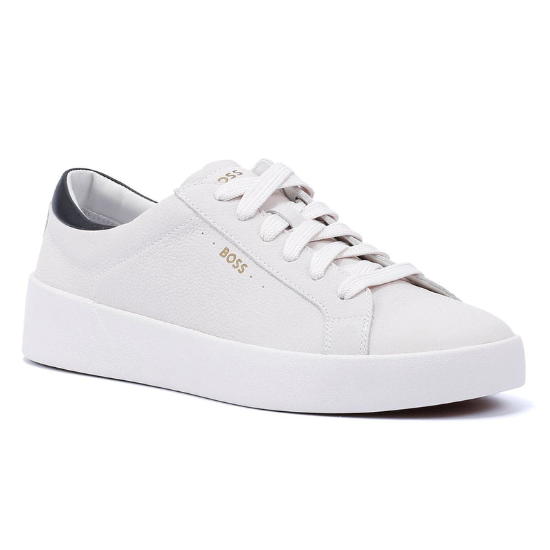 Boss Belwar Tennis Tumble Weiße Ledersneaker Für Herren