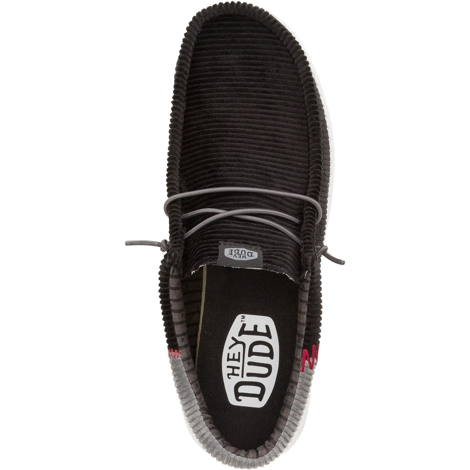 HEYDUDE Wally Funk Corduroy Stoff Herren Schwarz Bootsschuhe