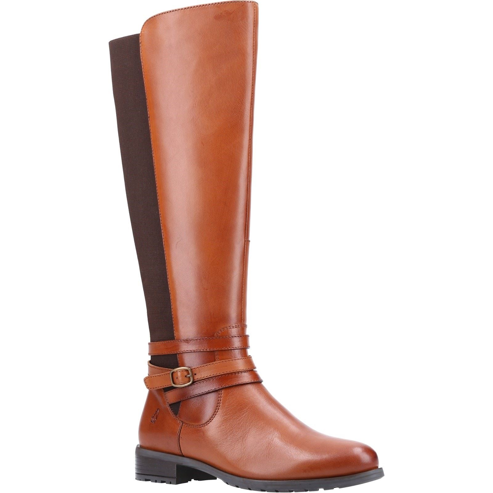 Hush Puppies Vanessa Damen Kniehohe Stiefel aus Braunem Leder mit Absatz