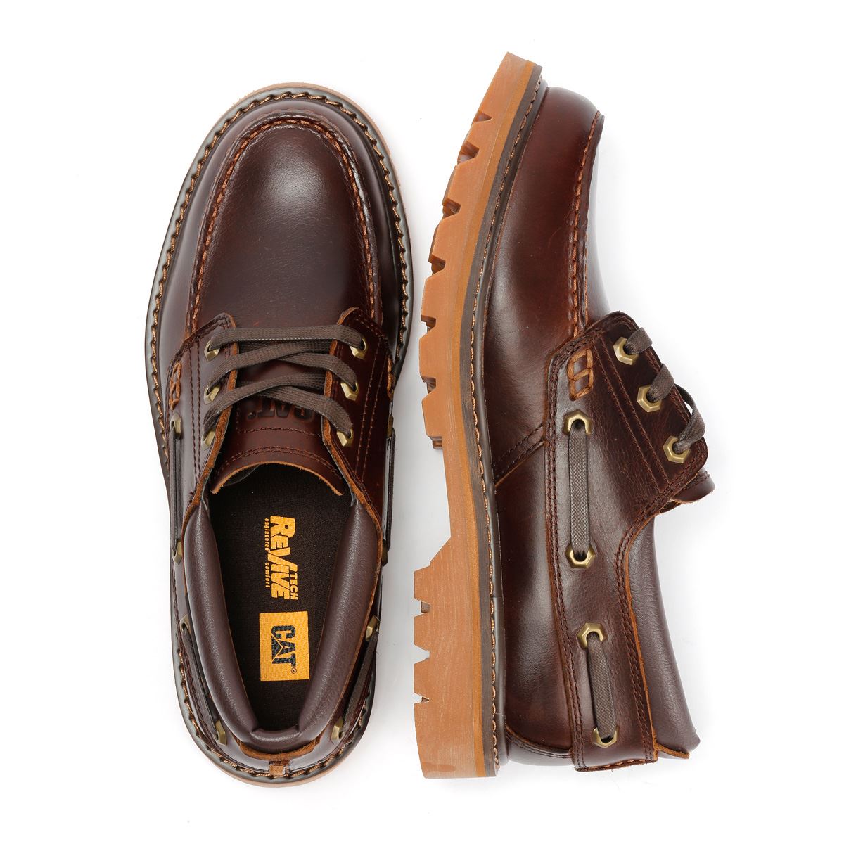 Caterpillar Colorado Boat Lo Herren Leder Braune Schnürschuhe