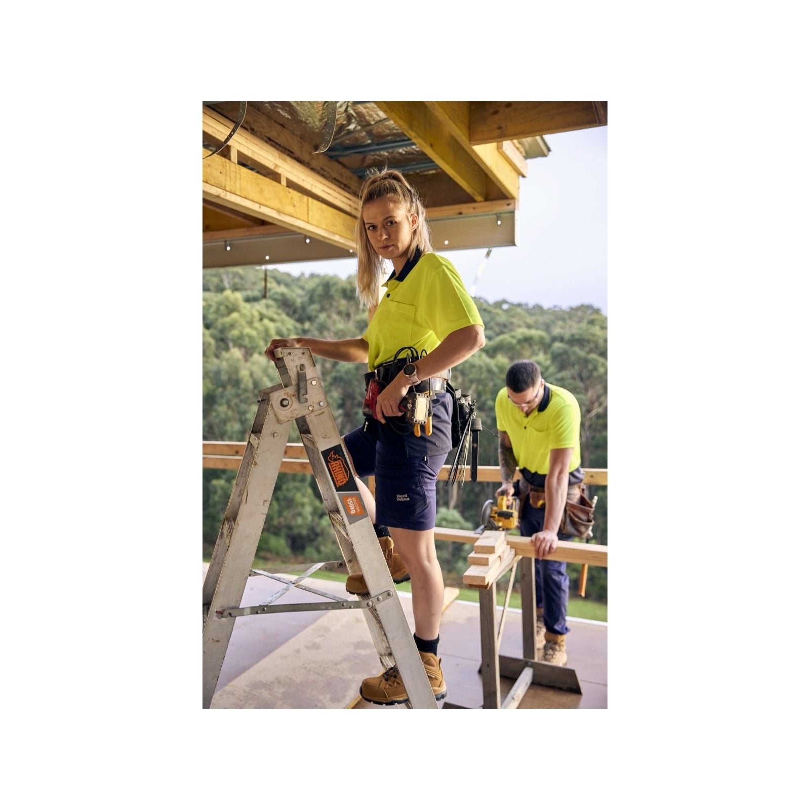Hard Yakka Raptor Active Baumwoll Männer Kurze Blaue Shorts Bis Zum Knie