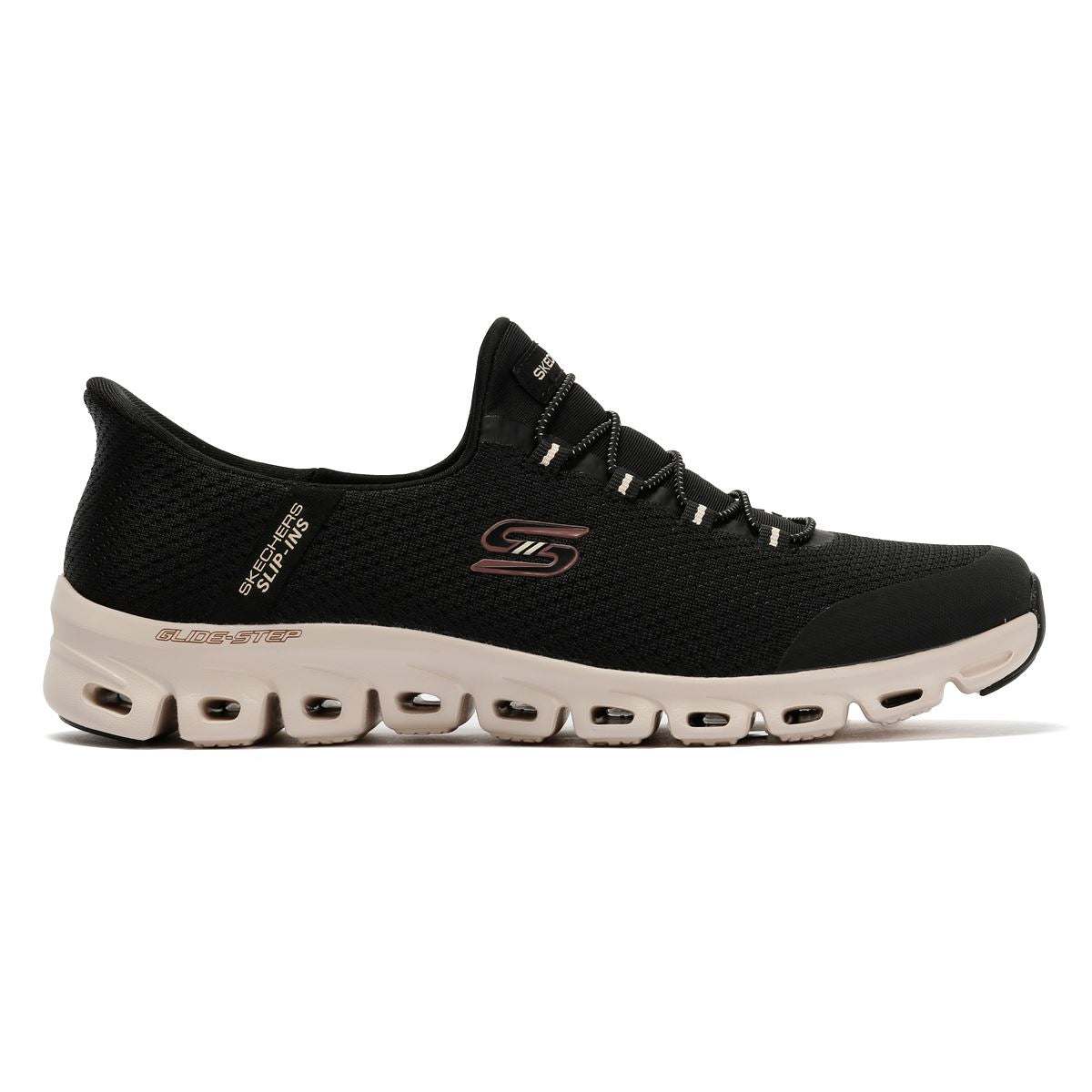 Skechers Slip-Ins Glide Step Vibey Mesh Damen Schwarze Turnschuhe