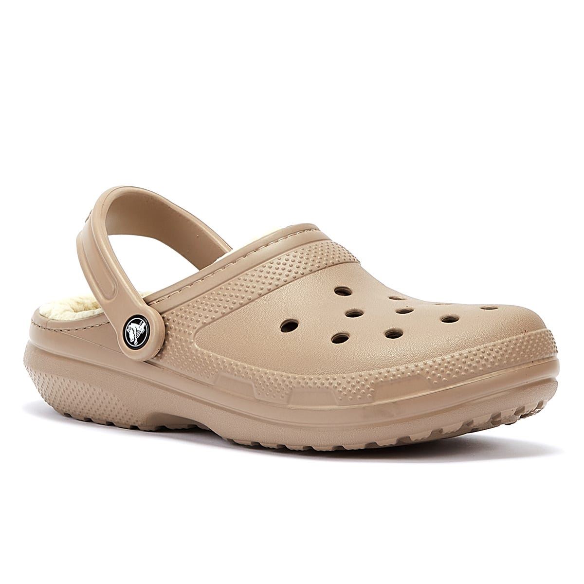 Crocs Klassische, Gefütterte Clogs In Pilz-/Knochenfarben.