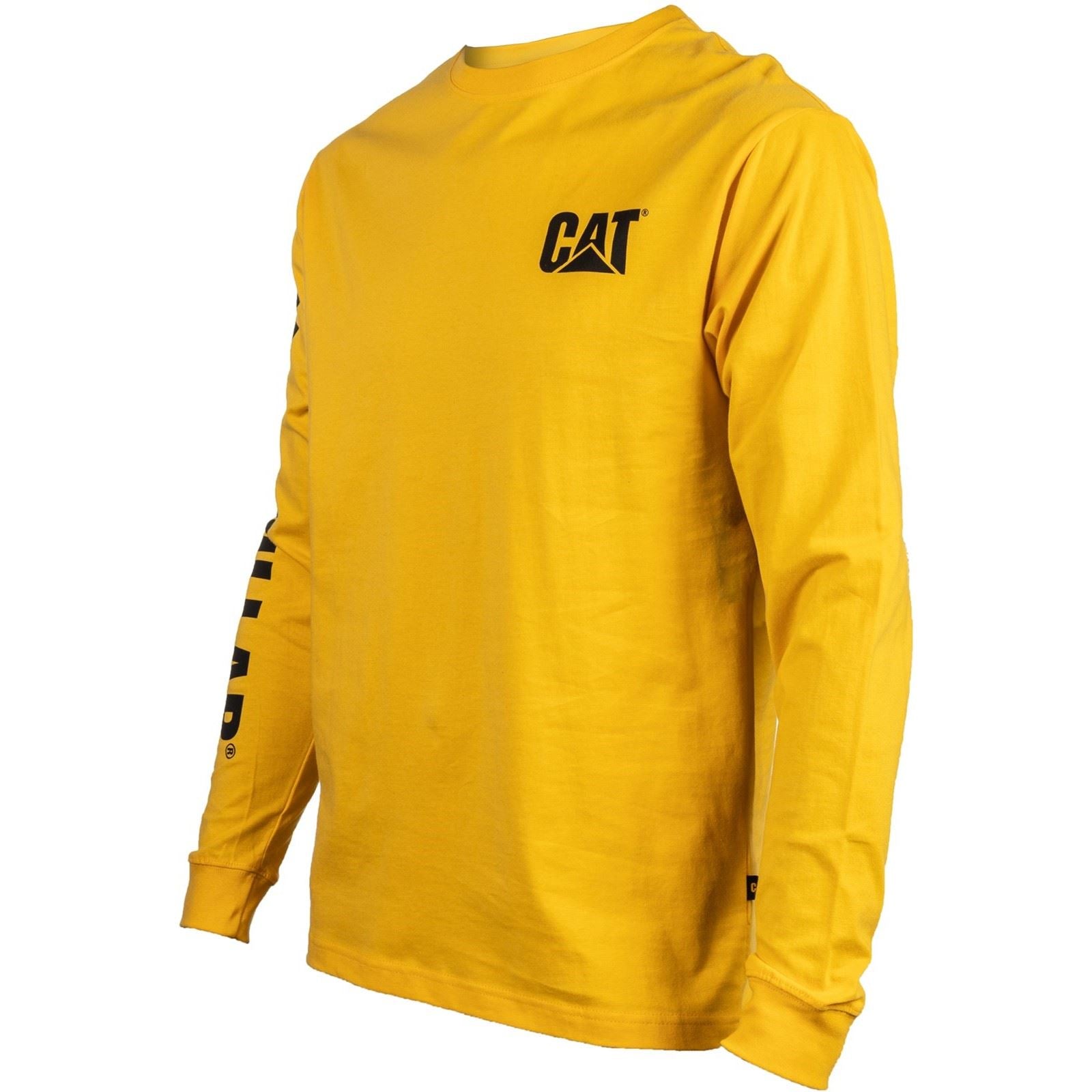 Caterpillar Trademark Banner Long Sleeve Baumwoll Herren Gelbes T-Shirt