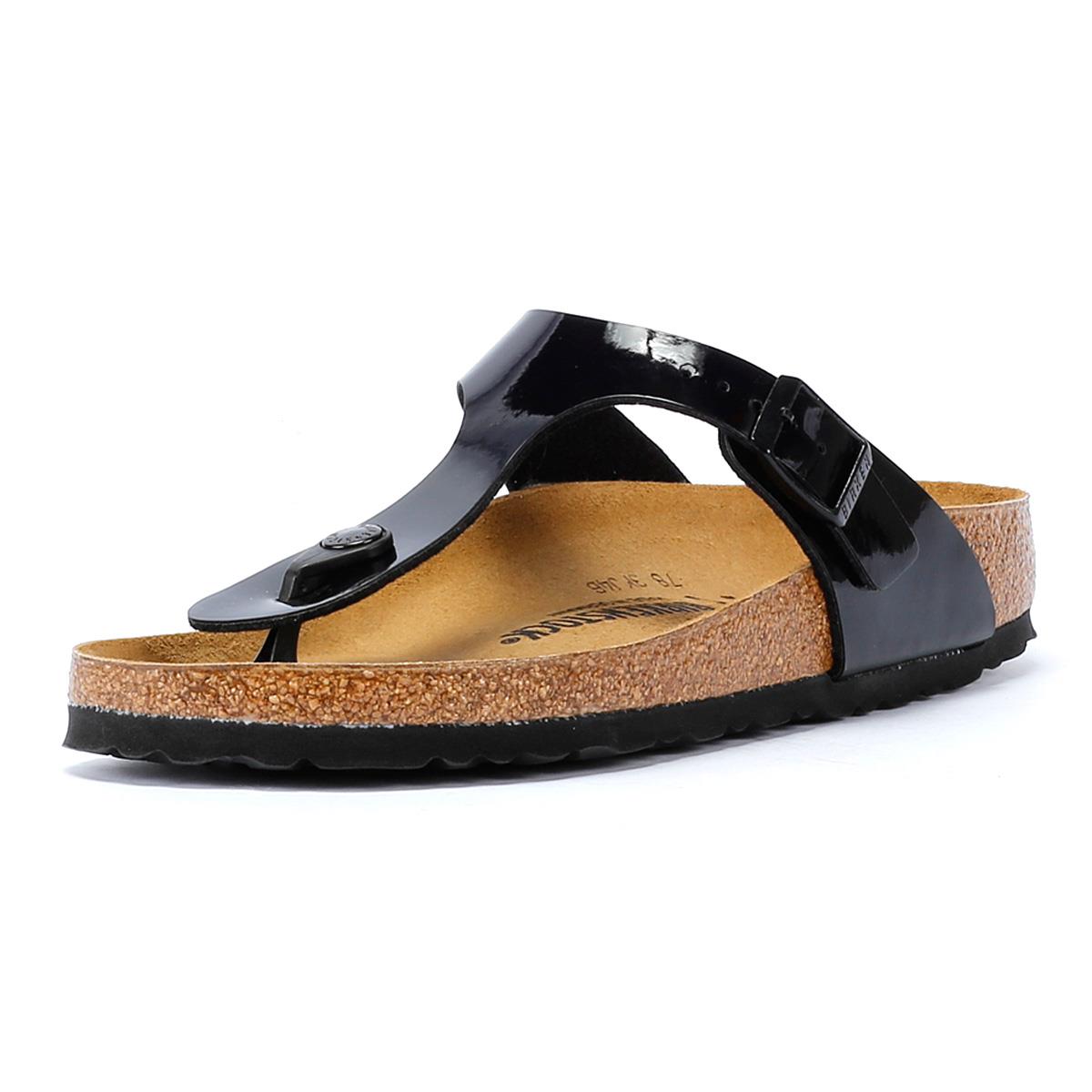 Birkenstock Gizeh Damen-Sandaletten Aus Schwarzem Lackleder