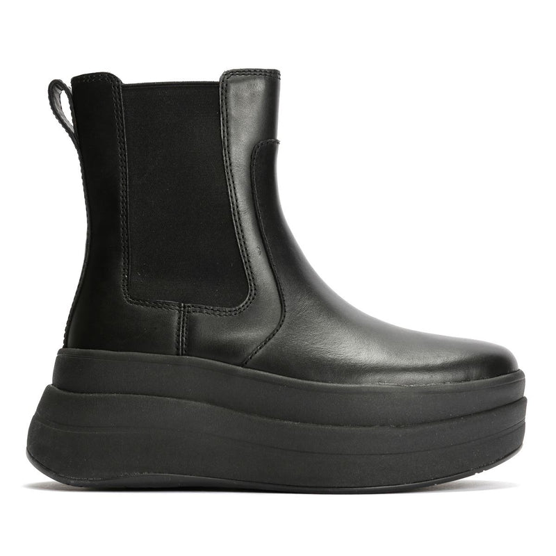 FitFlop F-Mode Leder Damen Schwarze Stiefel