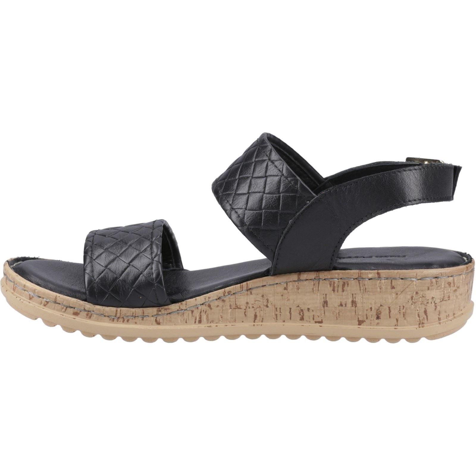 Hush Puppies Ebony Wide Fit Damen Sandalen Aus Schwarzem Leder