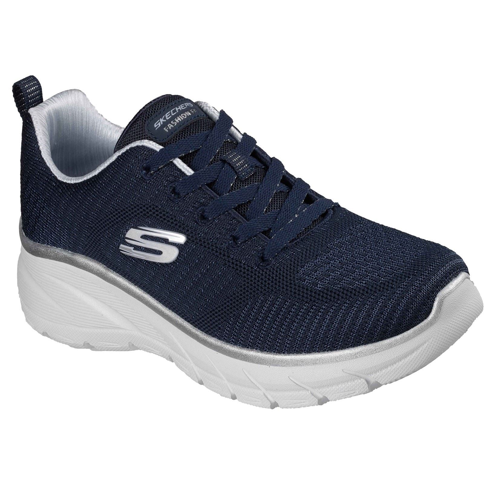 Skechers Fashion Fit 2.0 Polyester Damen Sneaker In Marineblau/Silber