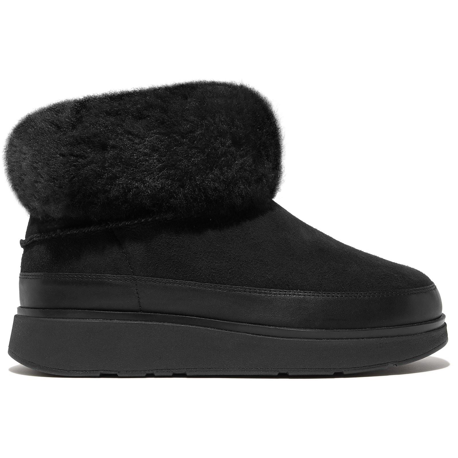 Fitflop Gen-FF Mini Double-Faced Leder Damen Ganz in Schwarz Stiefel