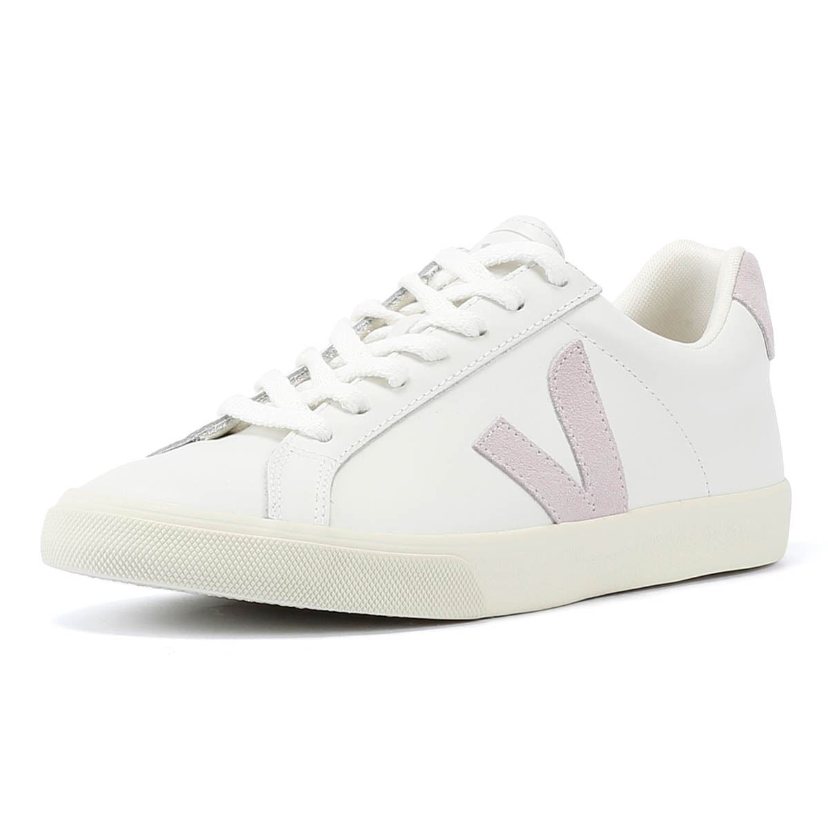 Veja Esplar Leder-Damensneakers In Weiß/Flieder